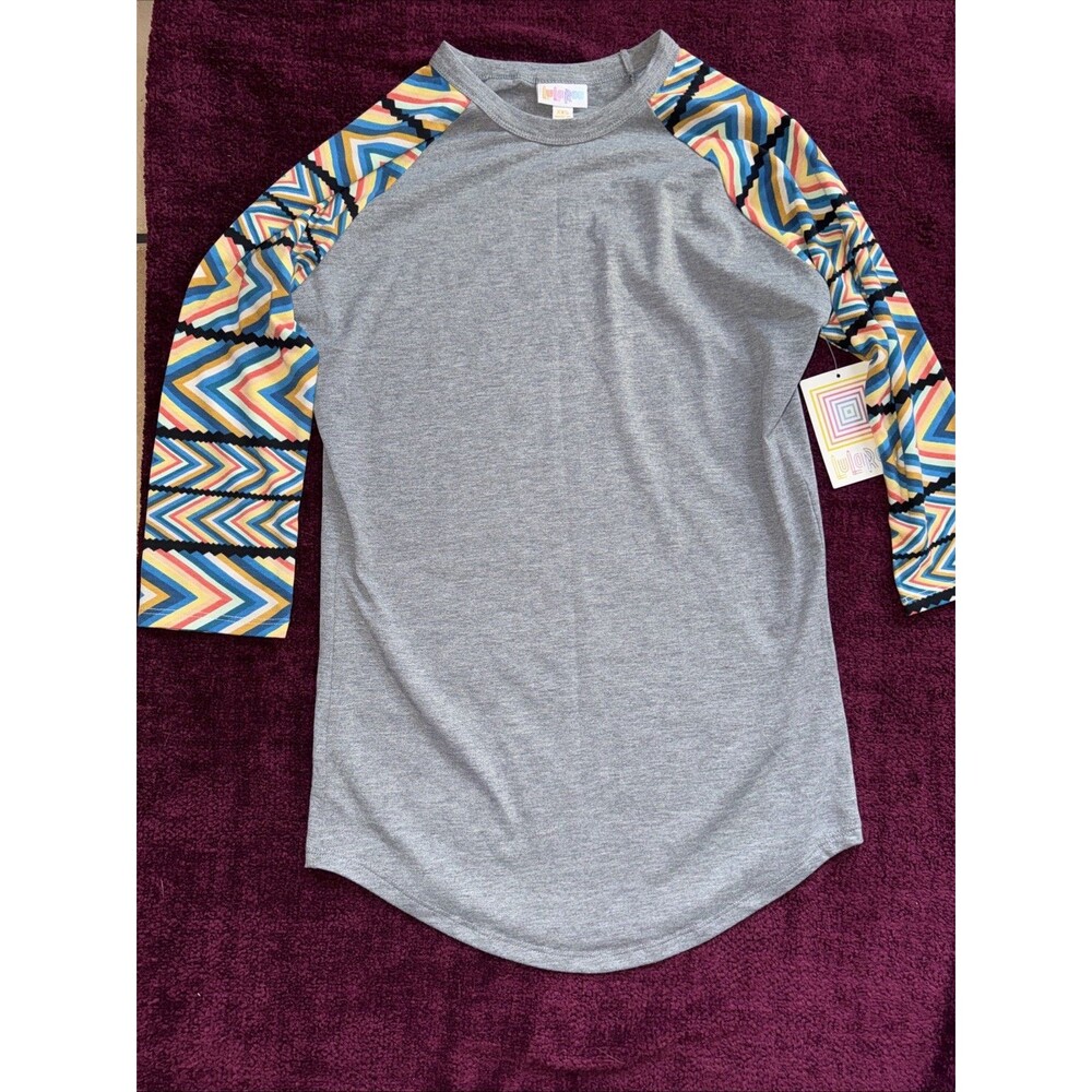 LuLaRoe Women's 3/4 Sleeve Top Size XXS Geometric & Gray